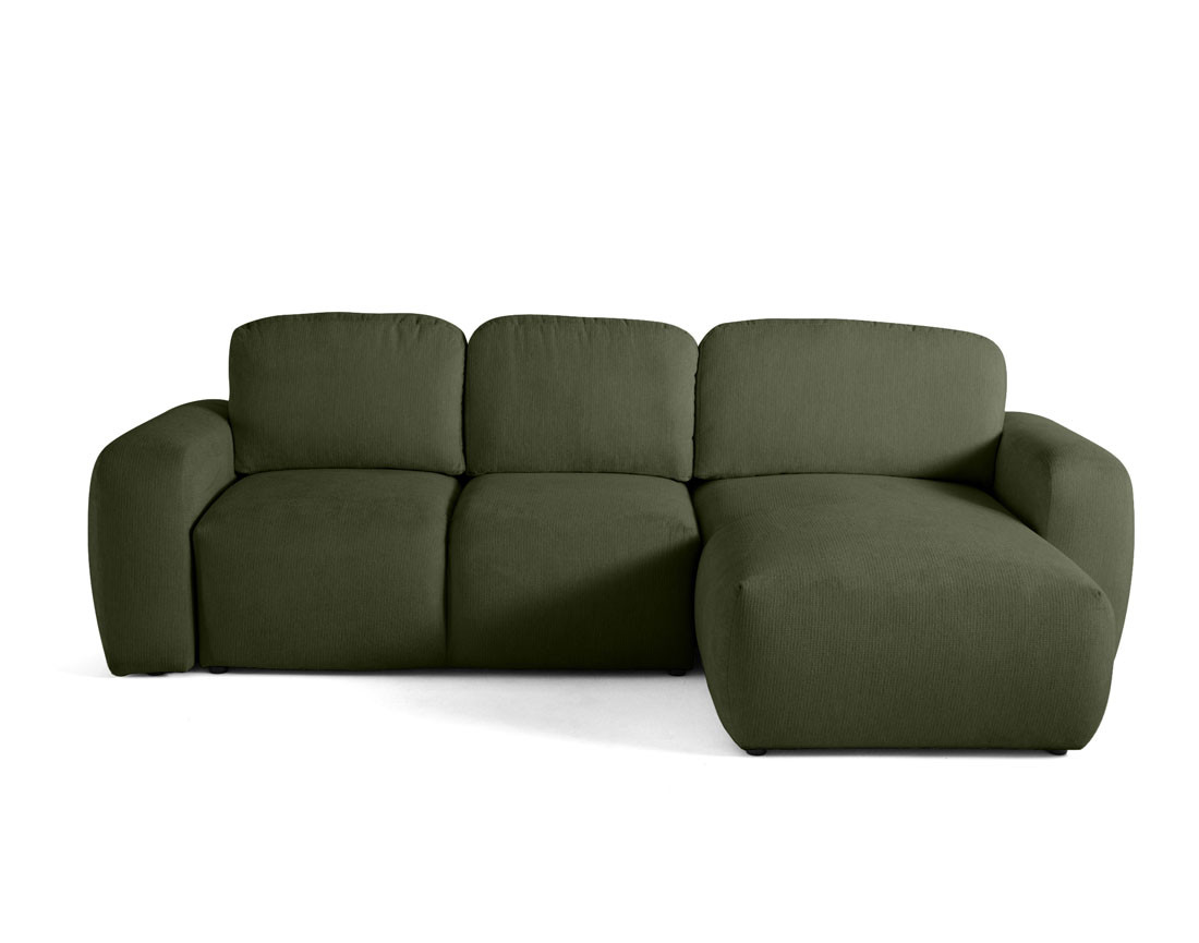 Canapé d'angle convertible, coffre 4 places en tissu texturé Sorrente