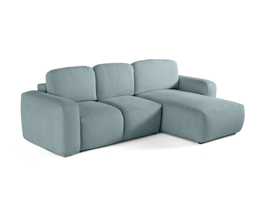 Canapé d'angle convertible, coffre 4 places en tissu texturé Sorrente