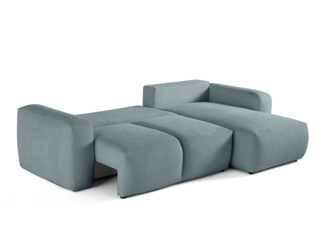 Canapé d'angle convertible, coffre 4 places en tissu texturé Sorrente