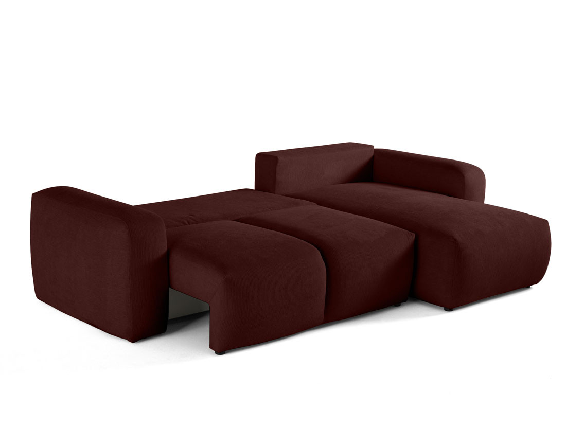 Canapé d'angle convertible, coffre 4 places en tissu texturé Sorrente