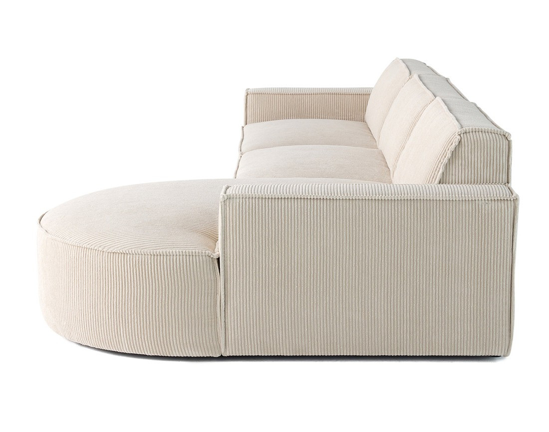Canapé d'angle droit 5 places en velours côtelé Spiaggia