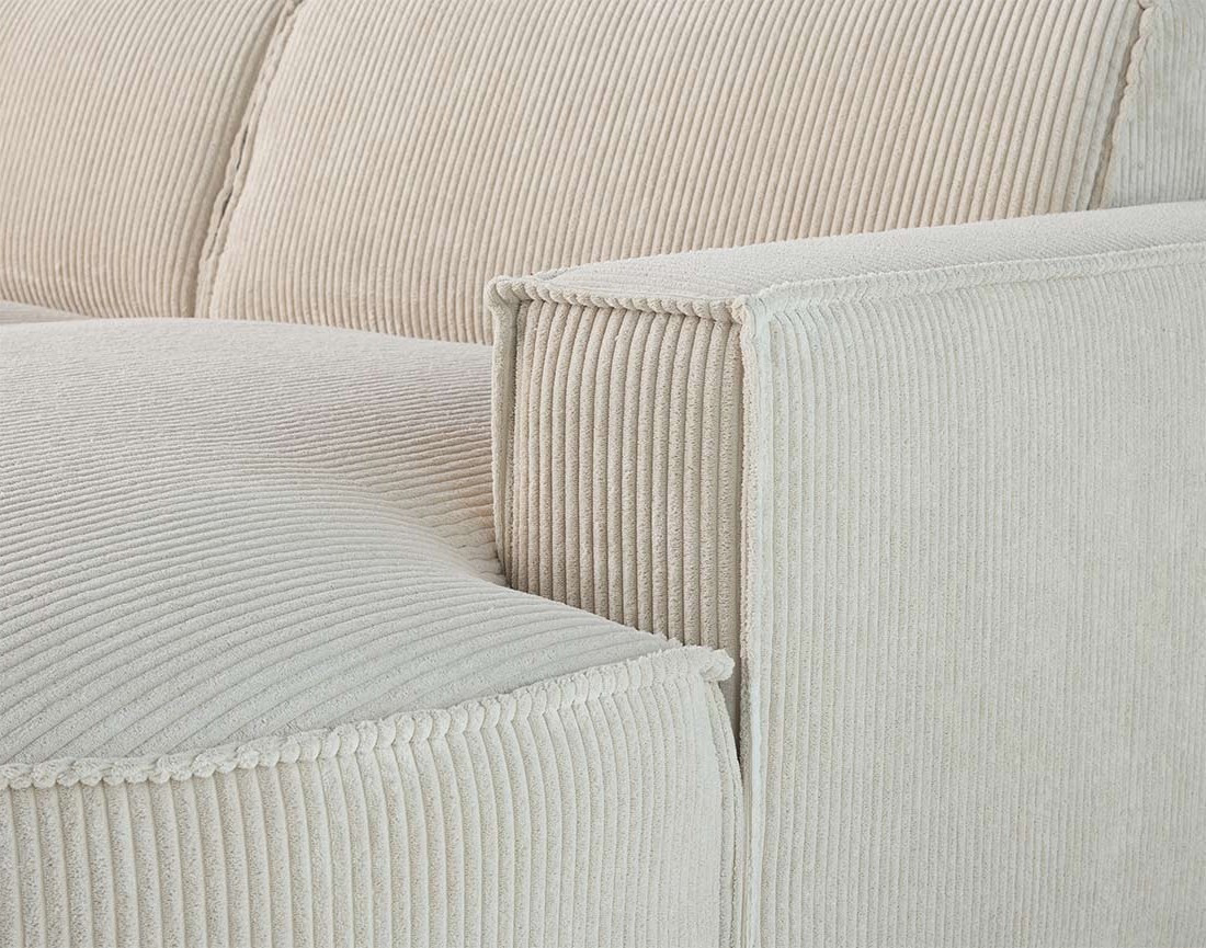 Canapé d'angle droit 5 places en velours côtelé Spiaggia