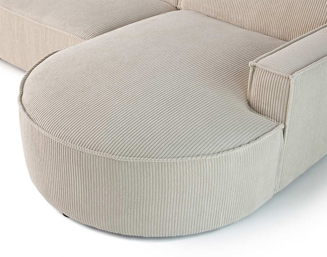 Canapé d'angle droit 5 places en velours côtelé Spiaggia