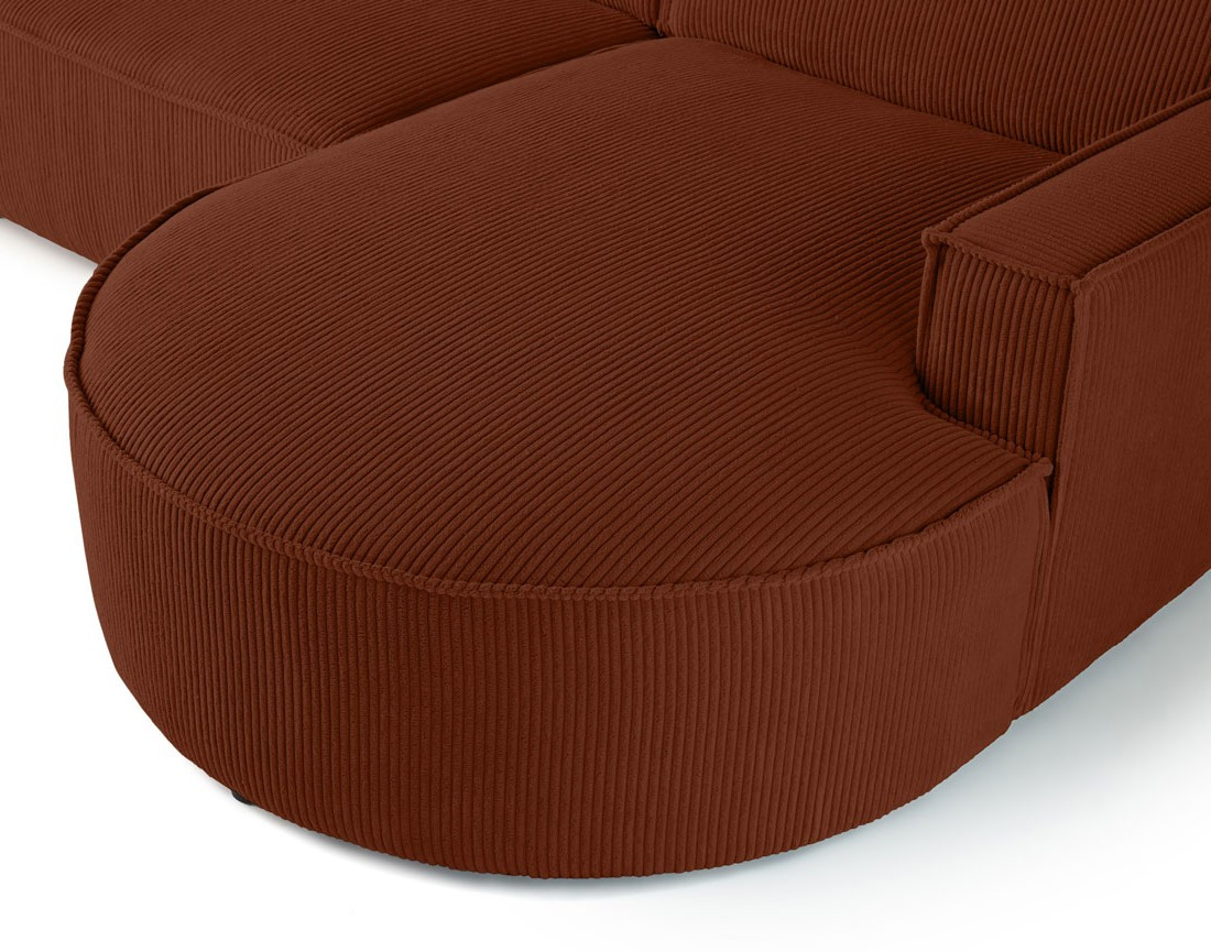 Canapé d'angle droit 5 places en velours côtelé Spiaggia