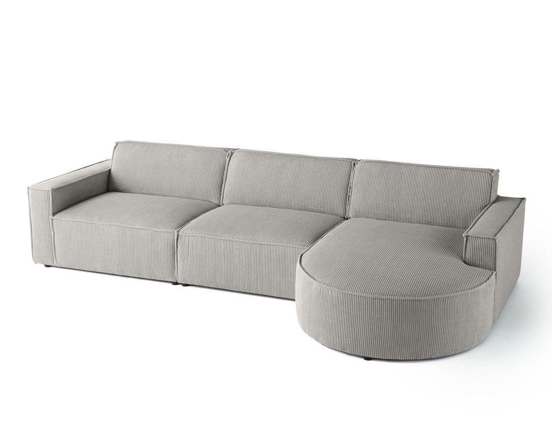 Canapé d'angle droit 5 places en velours côtelé Spiaggia