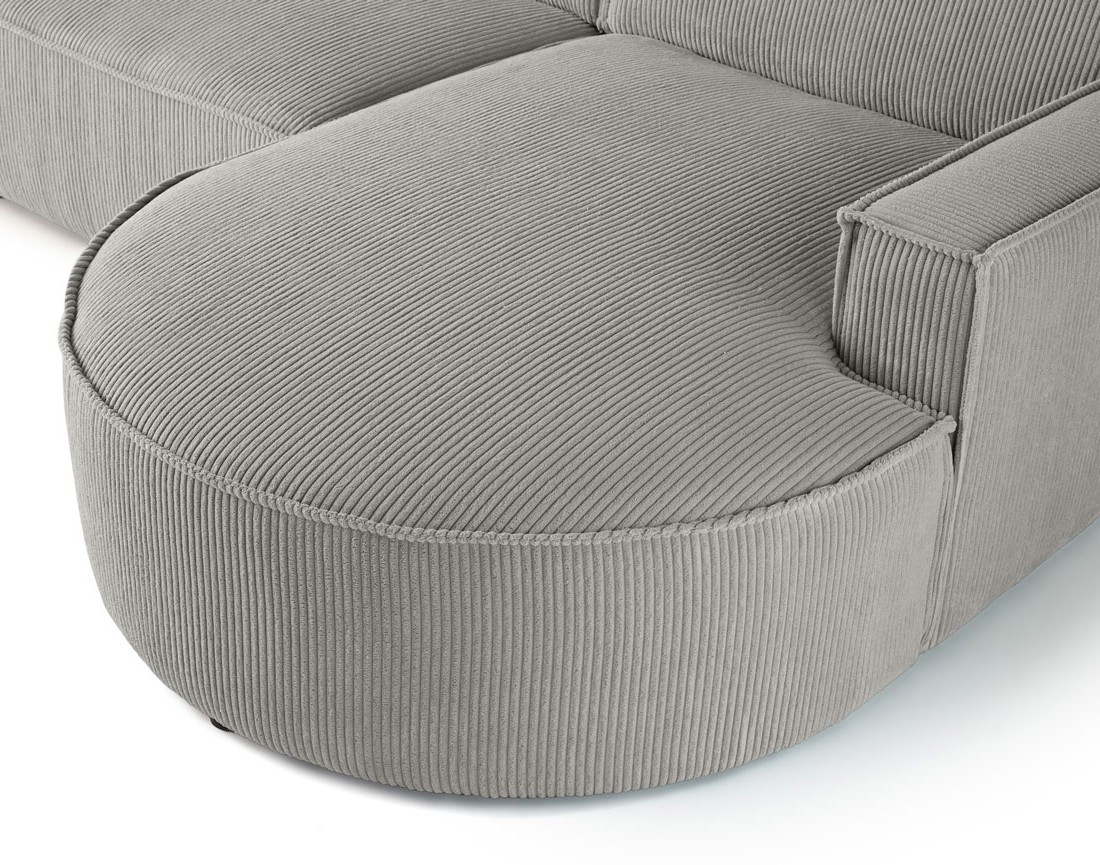 Canapé d'angle droit 5 places en velours côtelé Spiaggia