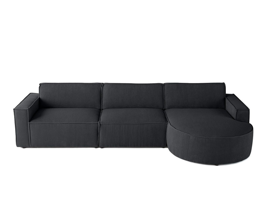 Canapé d'angle droit 5 places en velours côtelé Spiaggia