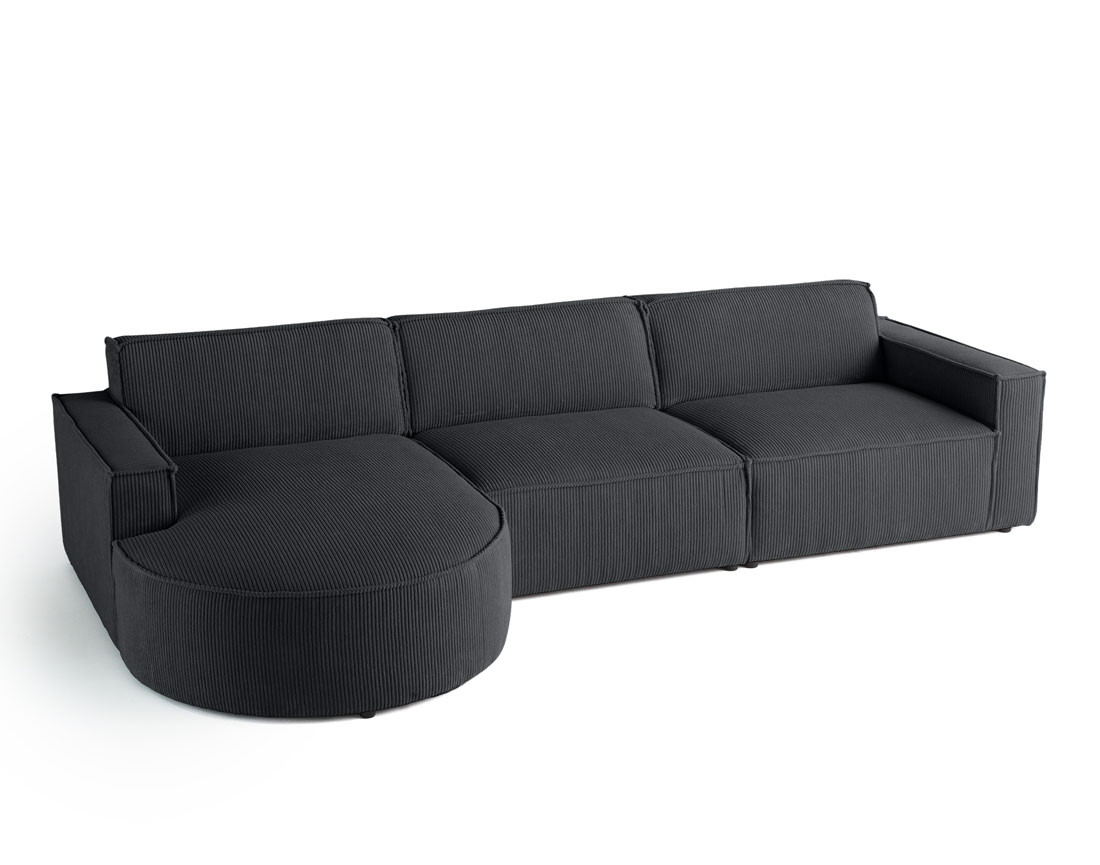 Canapé d'angle gauche 5 places en velours côtelé Spiaggia