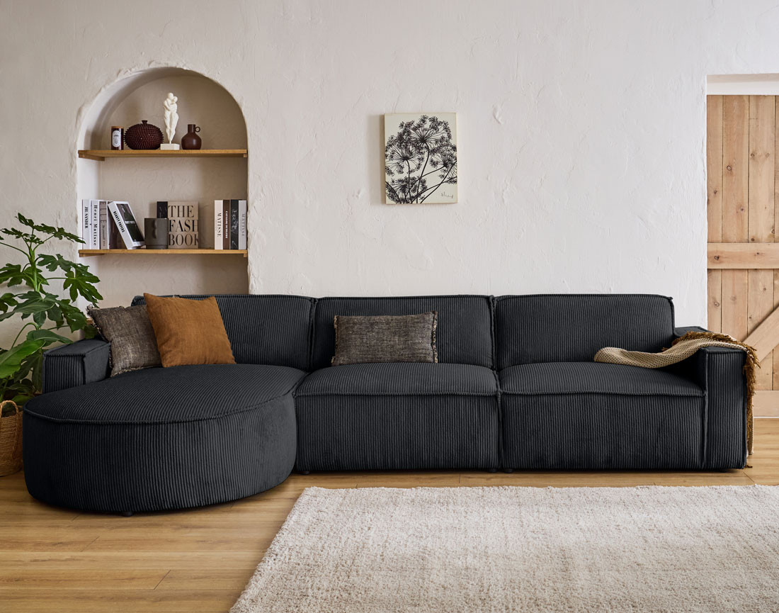 Canapé d'angle gauche 5 places en velours côtelé Spiaggia