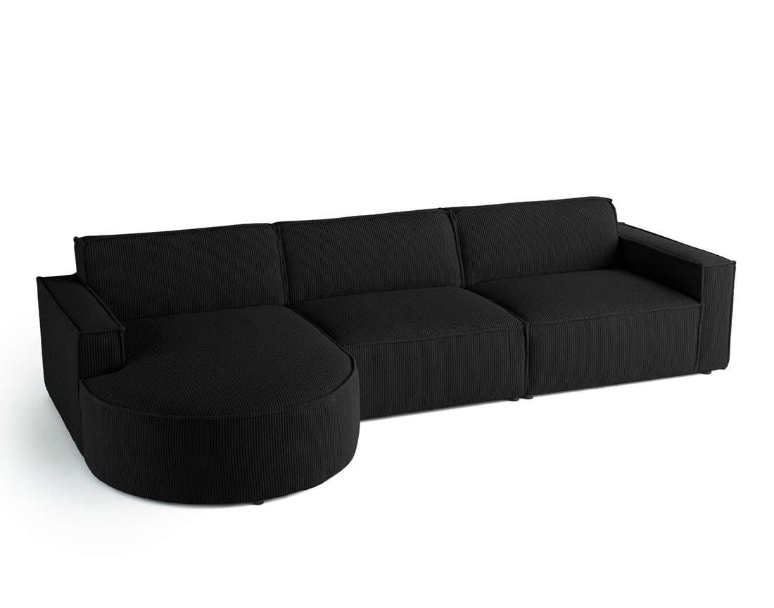 Canapé d'angle gauche 5 places en velours côtelé Spiaggia
