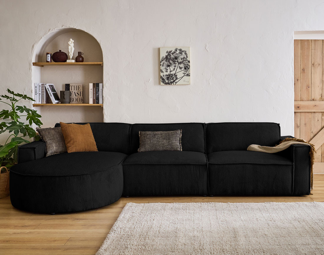 Canapé d'angle gauche 5 places en velours côtelé Spiaggia