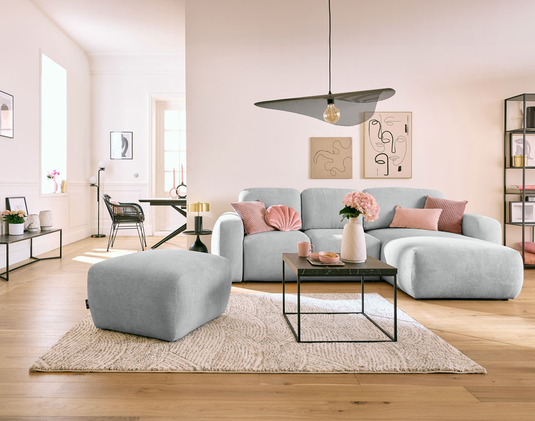 Pouf en tissu texturé Sorrente