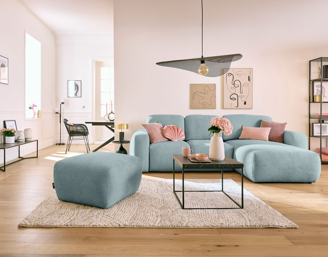 Pouf en tissu texturé Sorrente