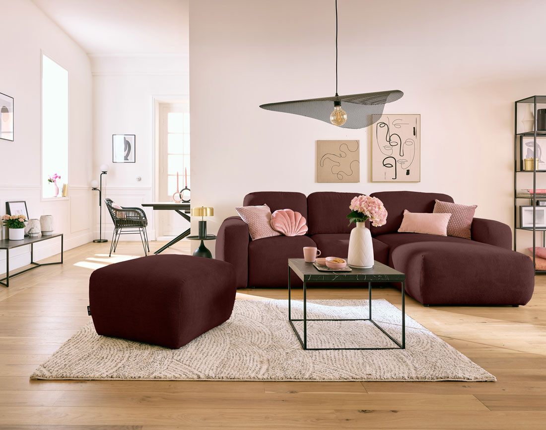 Pouf en tissu texturé Sorrente