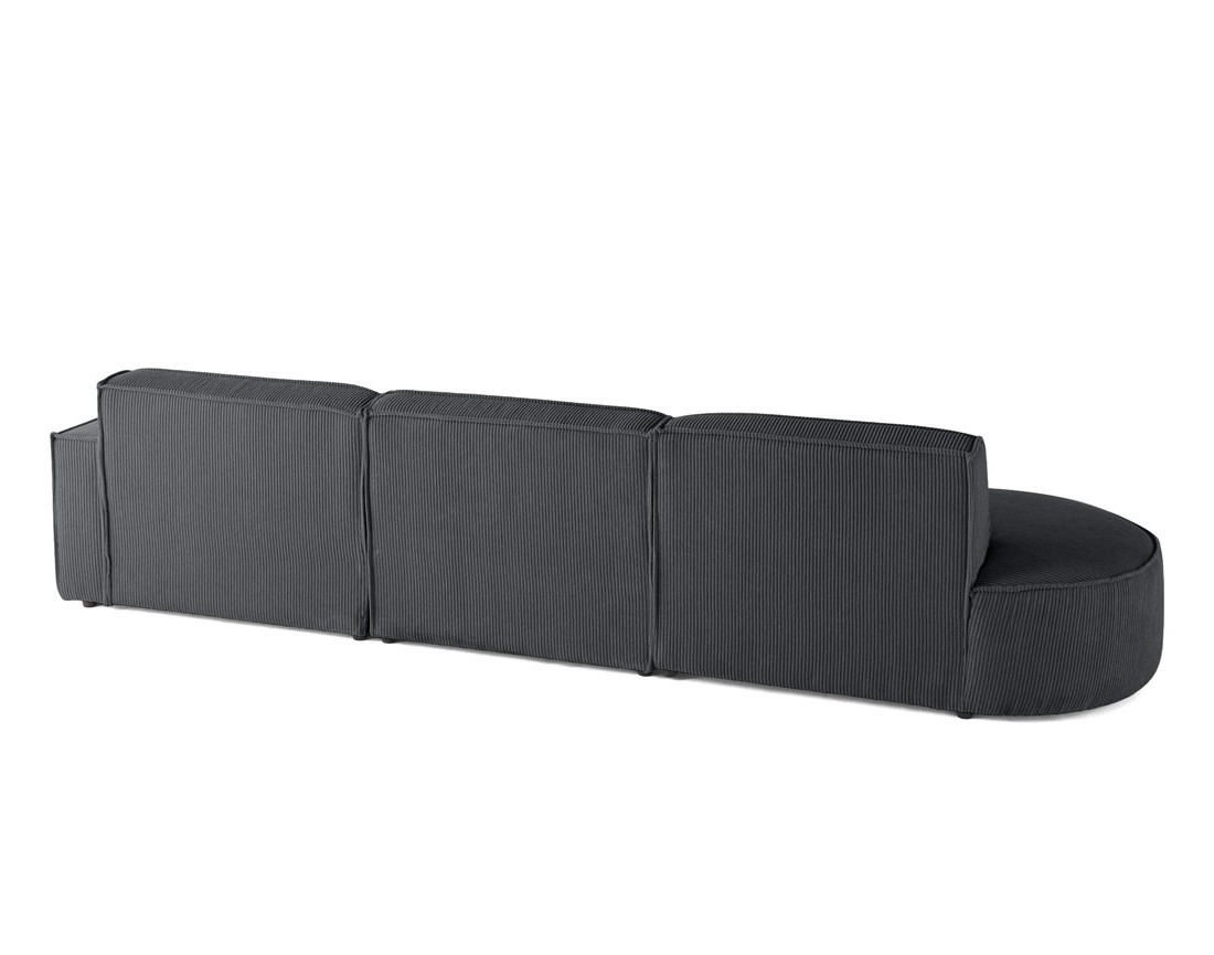 Canapé d'angle droit aux formes arrondies 5 places en velours côtelé Spiaggia