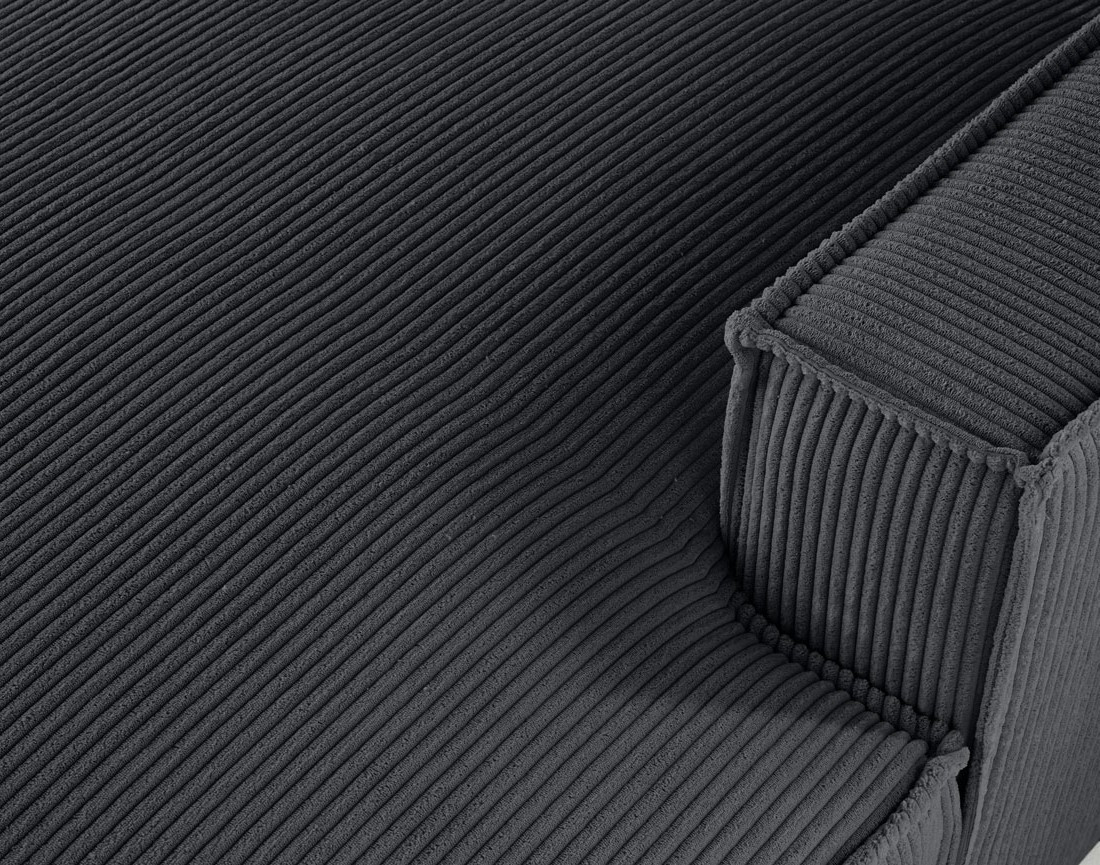 Canapé d'angle droit aux formes arrondies 5 places en velours côtelé Spiaggia