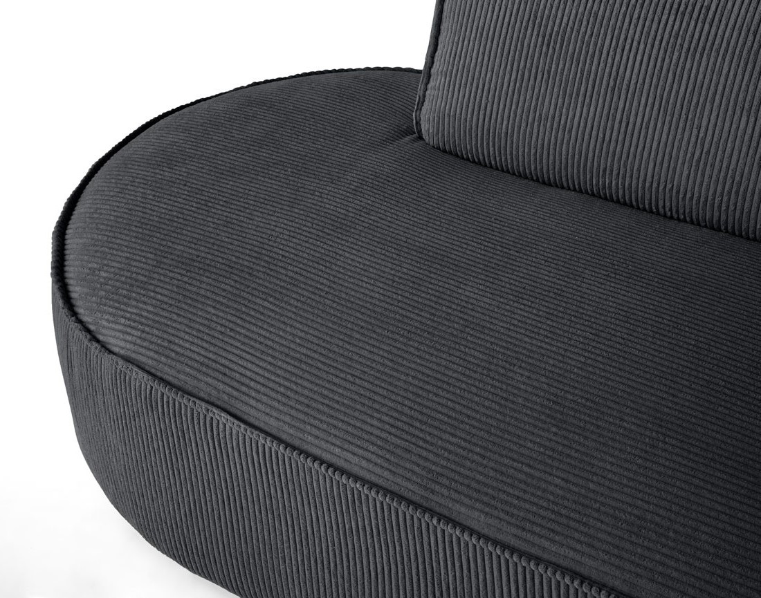 Canapé d'angle droit aux formes arrondies 5 places en velours côtelé Spiaggia