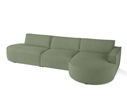 Canapé d'angle droit aux formes arrondies 5 places en velours côtelé Spiaggia