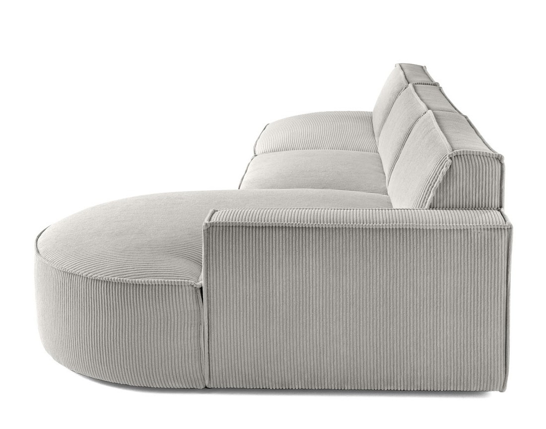 Canapé d'angle droit aux formes arrondies 5 places en velours côtelé Spiaggia