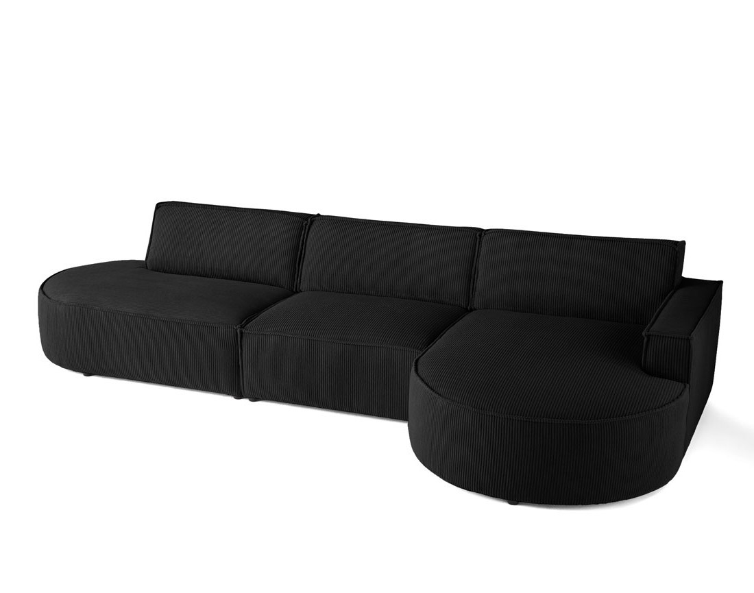 Canapé d'angle droit aux formes arrondies 5 places en velours côtelé Spiaggia