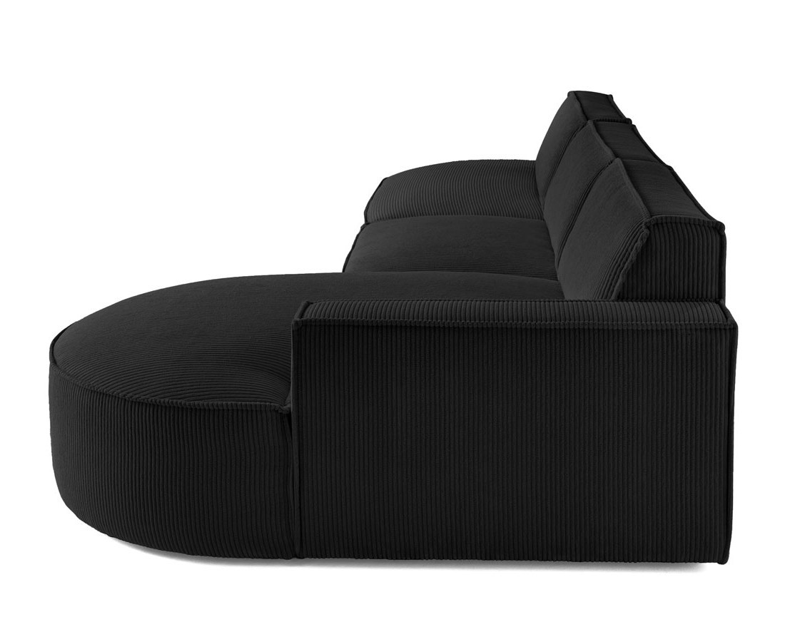Canapé d'angle droit aux formes arrondies 5 places en velours côtelé Spiaggia