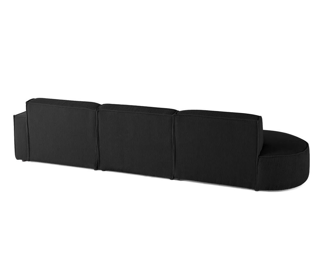 Canapé d'angle droit aux formes arrondies 5 places en velours côtelé Spiaggia