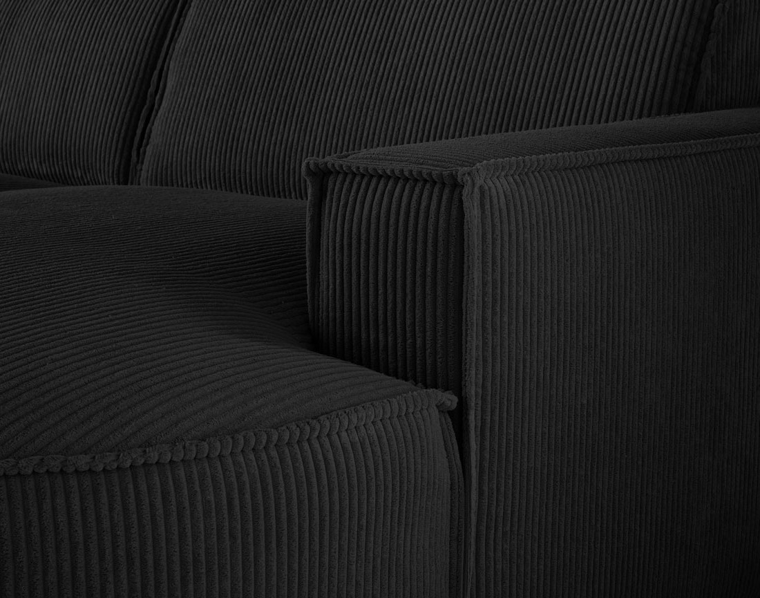 Canapé d'angle droit aux formes arrondies 5 places en velours côtelé Spiaggia