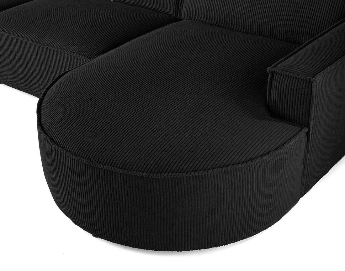 Canapé d'angle droit aux formes arrondies 5 places en velours côtelé Spiaggia
