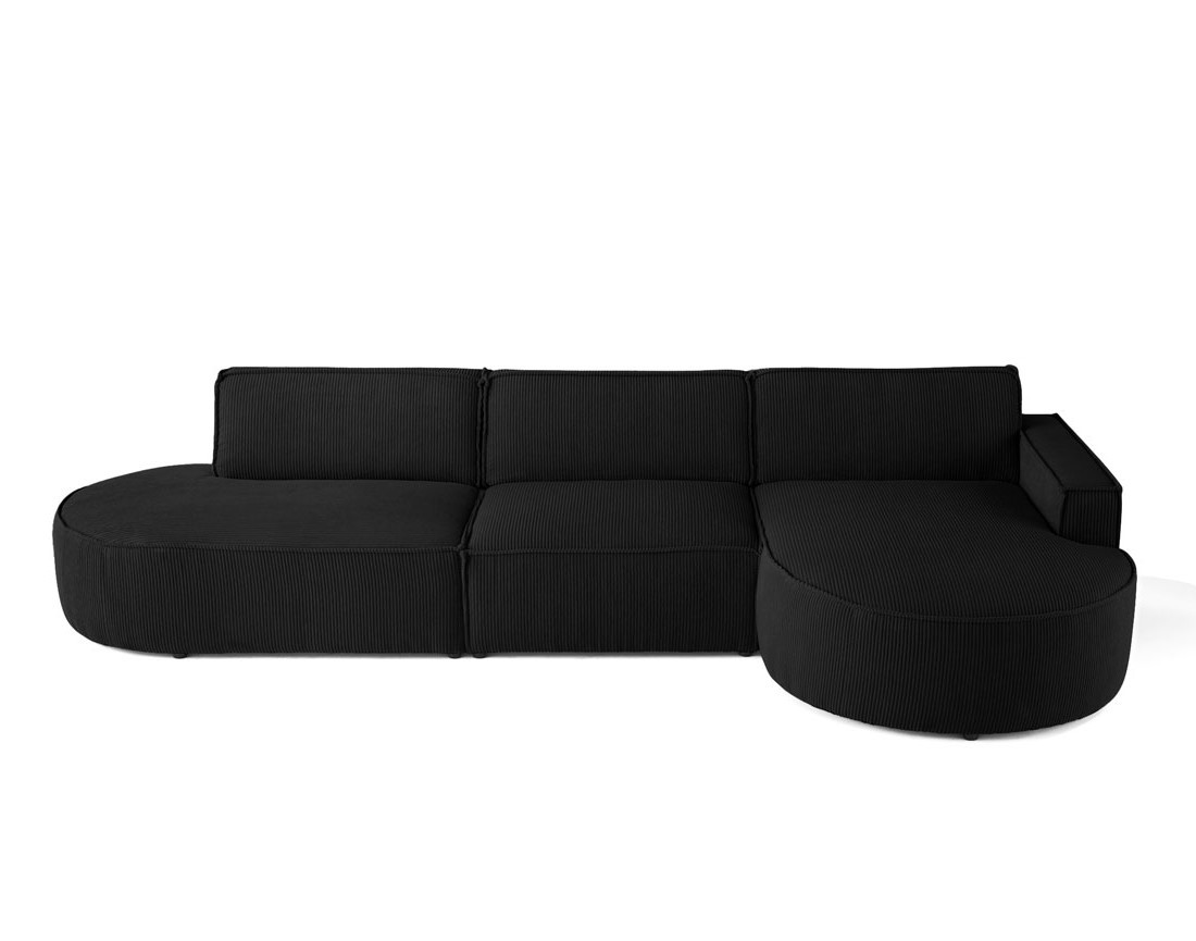 Canapé d'angle droit aux formes arrondies 5 places en velours côtelé Spiaggia
