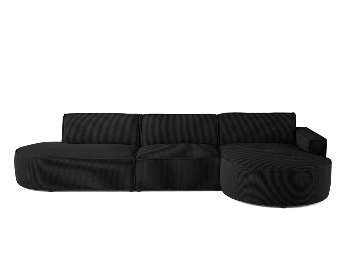 Canapé d'angle droit aux formes arrondies 5 places en velours côtelé Spiaggia
