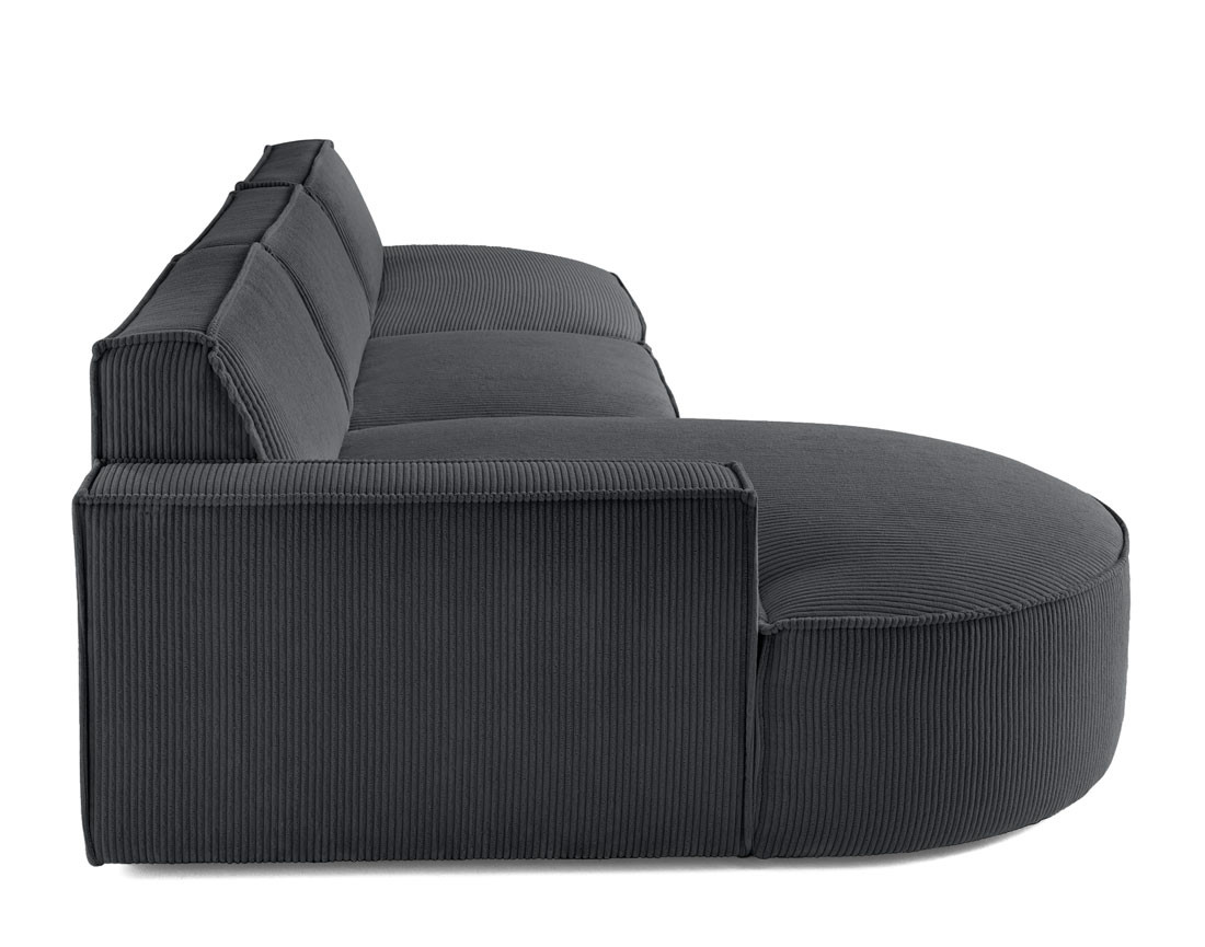 Canapé d'angle gauche aux formes arrondies 5 places en velours côtelé Spiaggia