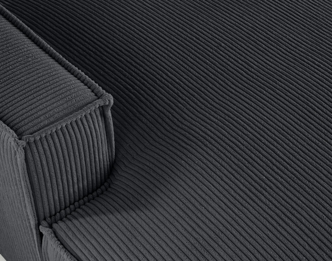 Canapé d'angle gauche aux formes arrondies 5 places en velours côtelé Spiaggia