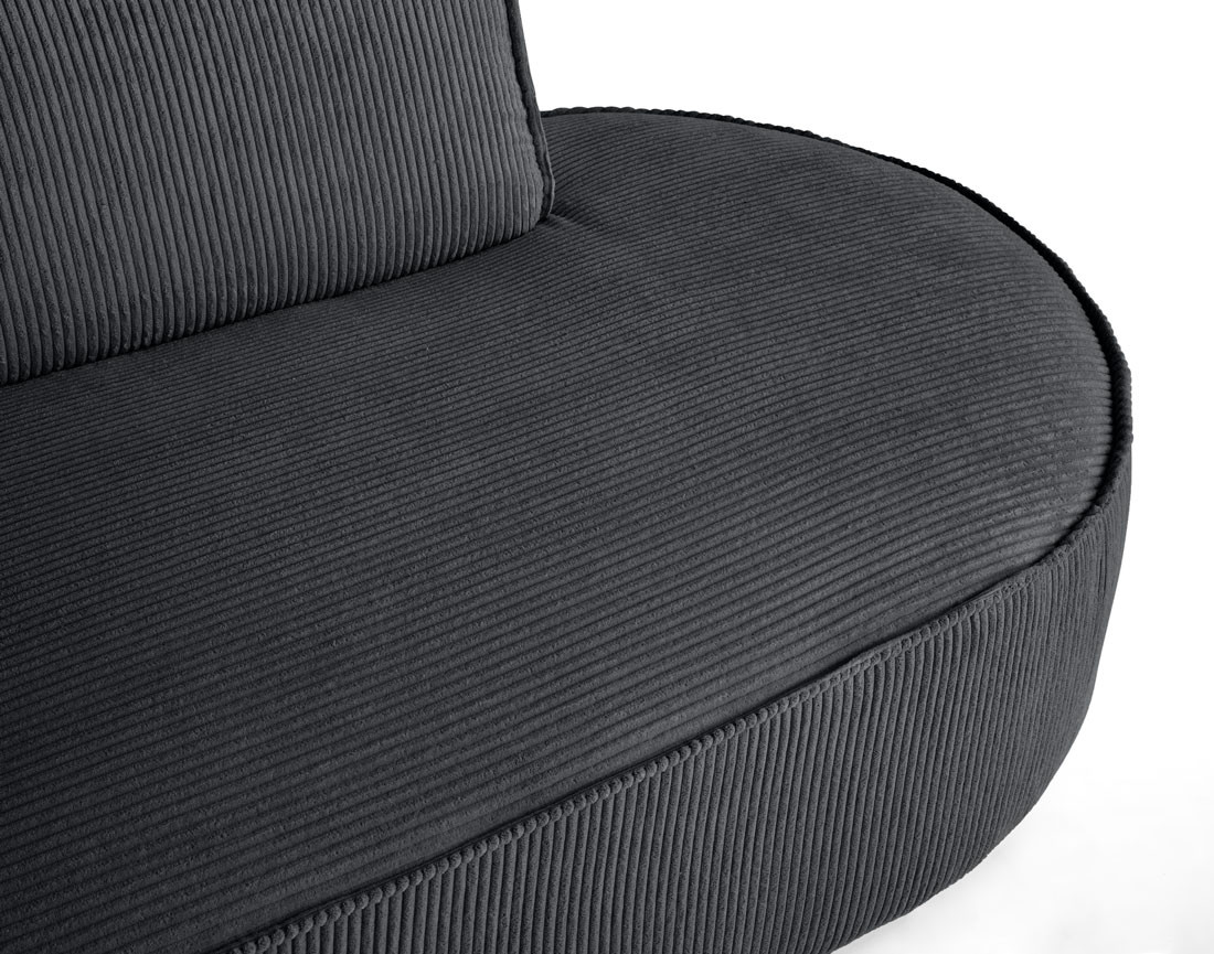 Canapé d'angle gauche aux formes arrondies 5 places en velours côtelé Spiaggia