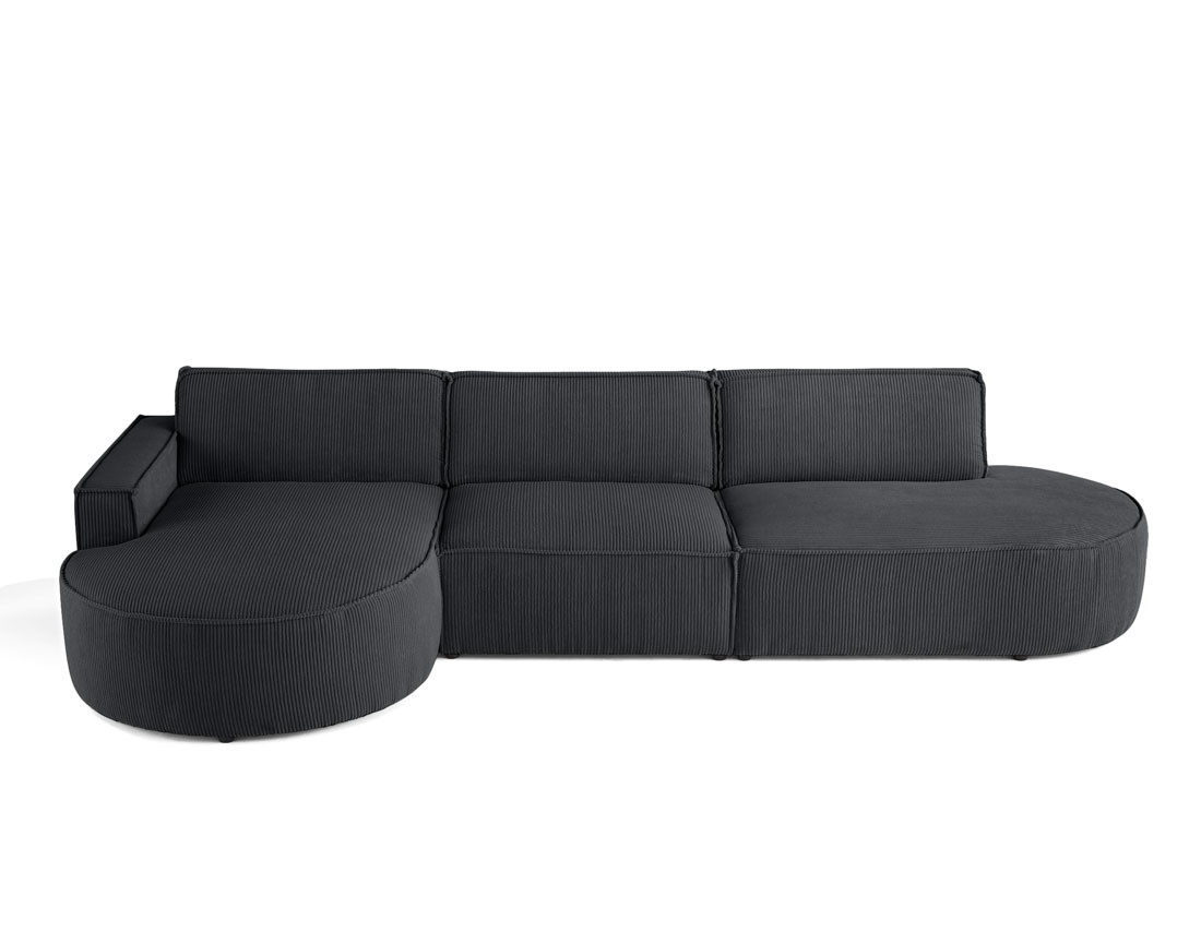 Canapé d'angle gauche aux formes arrondies 5 places en velours côtelé Spiaggia