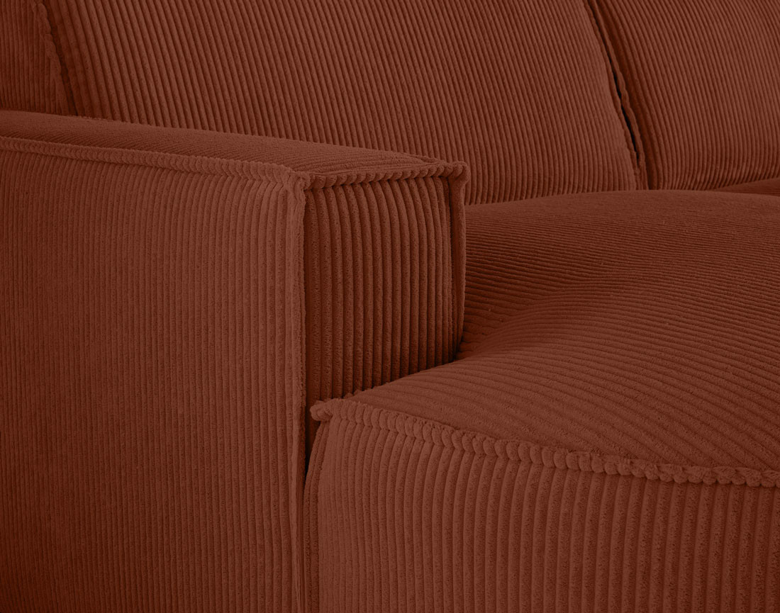 Canapé d'angle gauche aux formes arrondies 5 places en velours côtelé Spiaggia