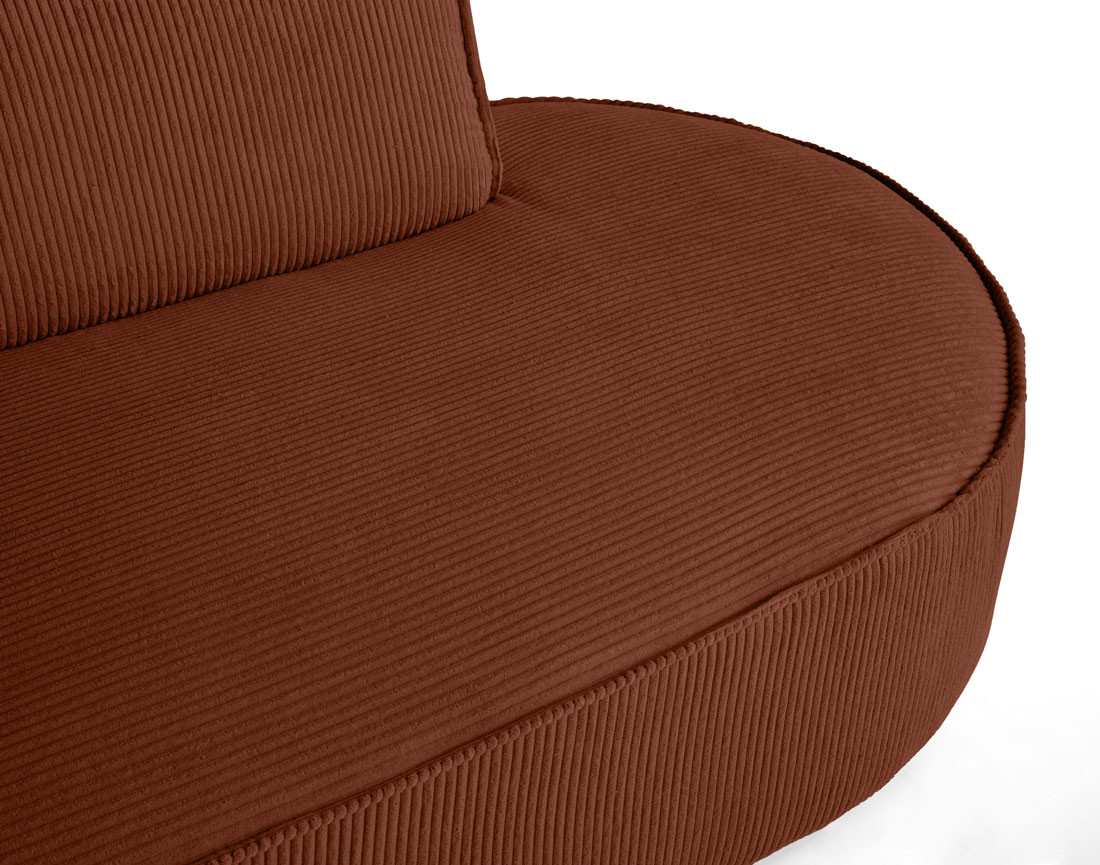 Canapé d'angle gauche aux formes arrondies 5 places en velours côtelé Spiaggia