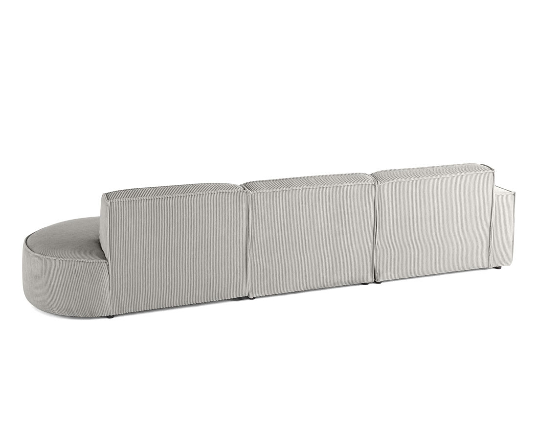 Canapé d'angle gauche aux formes arrondies 5 places en velours côtelé Spiaggia