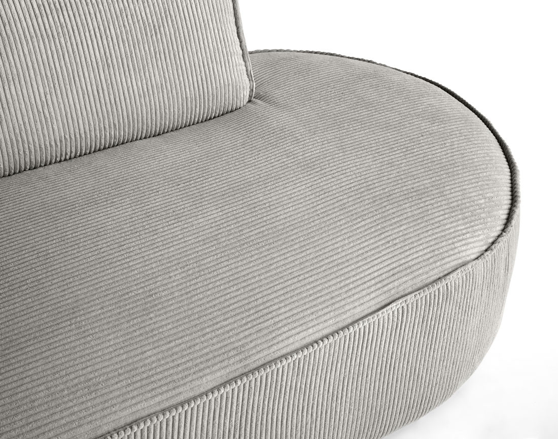 Canapé d'angle gauche aux formes arrondies 5 places en velours côtelé Spiaggia