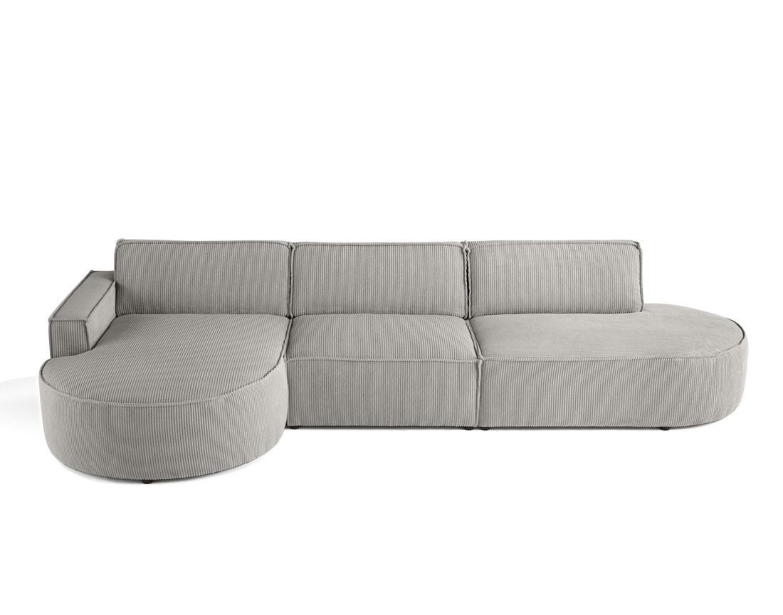 Canapé d'angle gauche aux formes arrondies 5 places en velours côtelé Spiaggia
