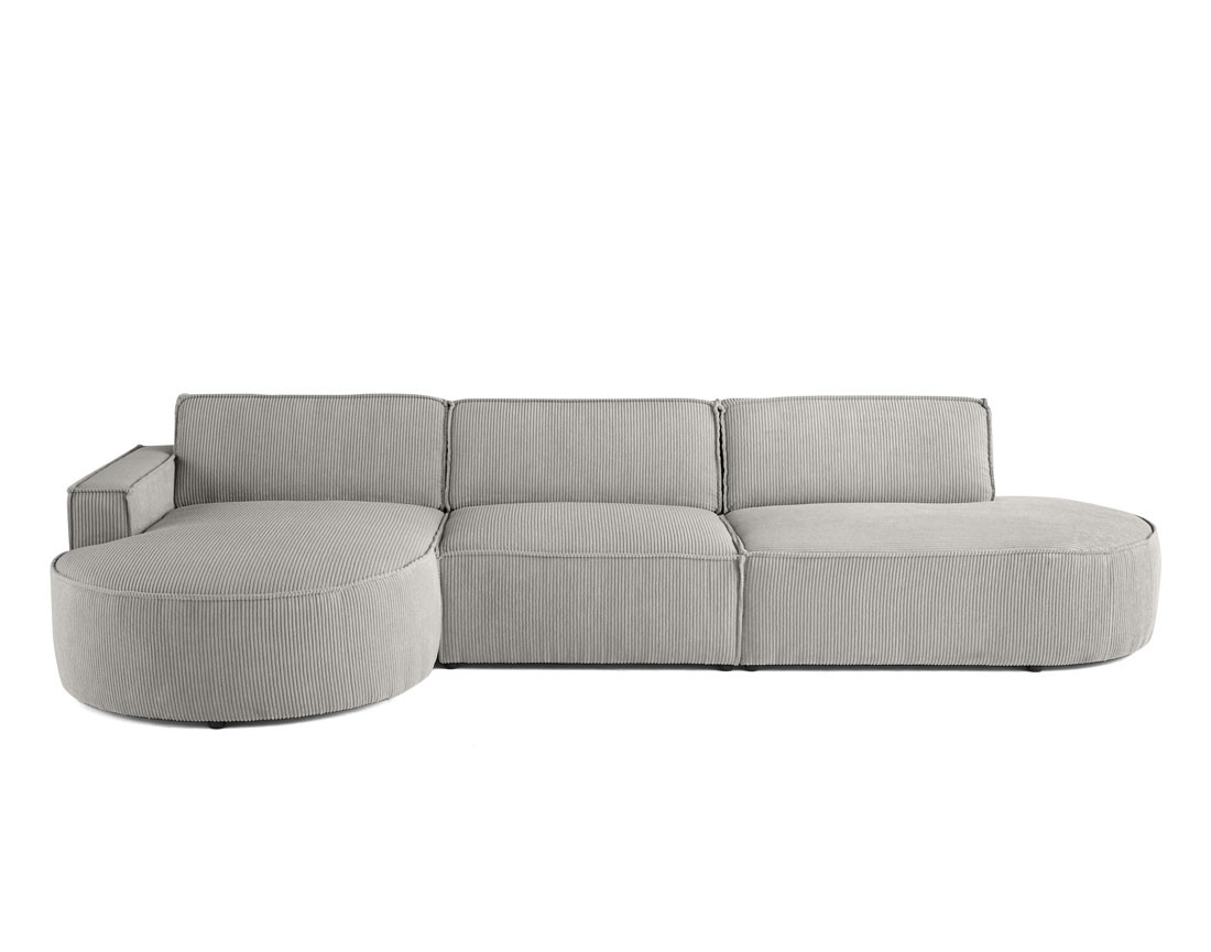 Canapé d'angle gauche aux formes arrondies 5 places en velours côtelé Spiaggia