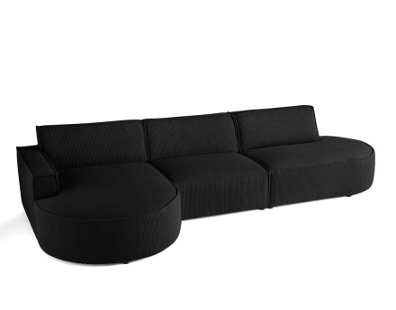 Canapé d'angle gauche aux formes arrondies 5 places en velours côtelé Spiaggia
