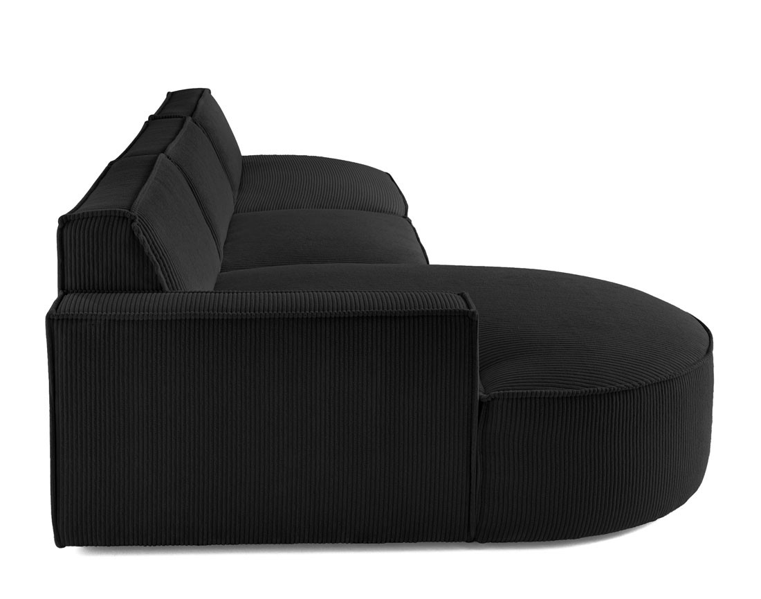 Canapé d'angle gauche aux formes arrondies 5 places en velours côtelé Spiaggia