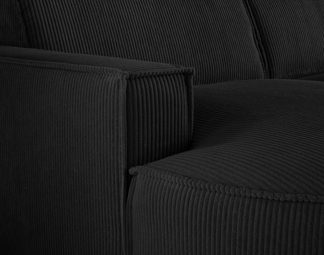 Canapé d'angle gauche aux formes arrondies 5 places en velours côtelé Spiaggia