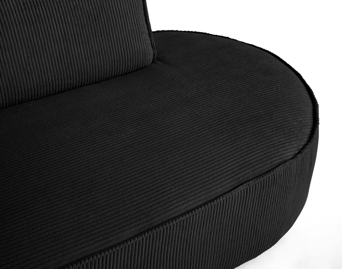 Canapé d'angle gauche aux formes arrondies 5 places en velours côtelé Spiaggia