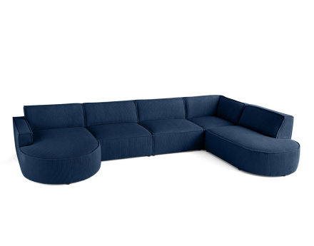 Canapé panoramique d'angle droit 7 places en velours côtelé Spiaggia