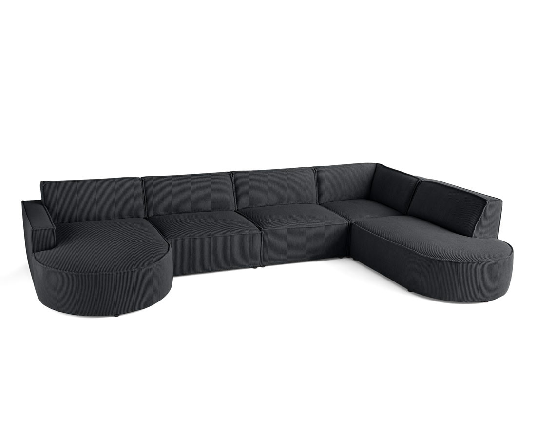 Canapé panoramique d'angle droit 7 places en velours côtelé Spiaggia