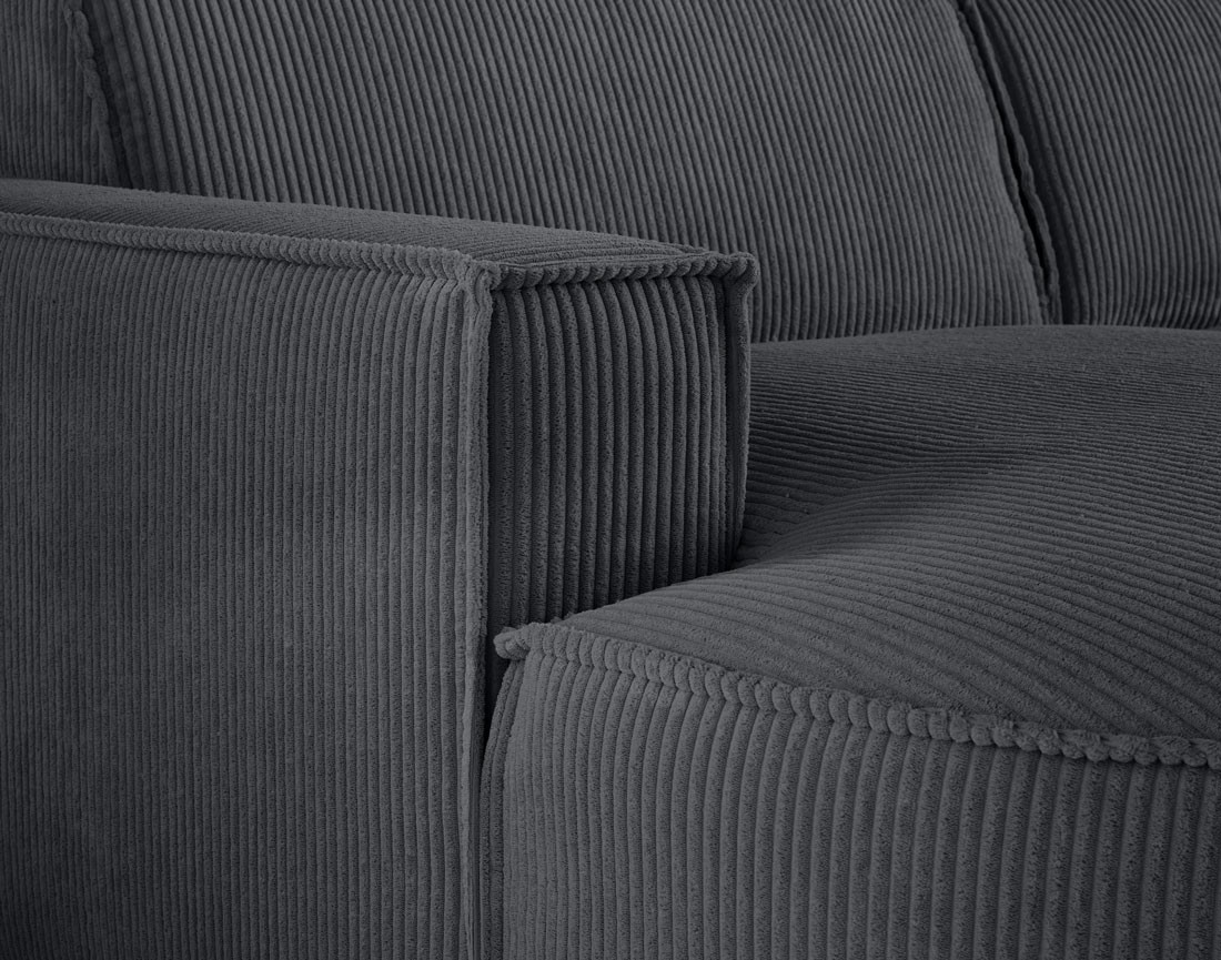 Canapé panoramique d'angle droit 7 places en velours côtelé Spiaggia