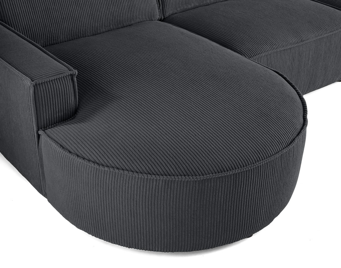 Canapé panoramique d'angle droit 7 places en velours côtelé Spiaggia