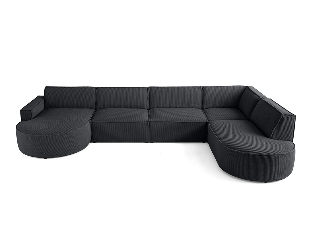 Canapé panoramique d'angle droit 7 places en velours côtelé Spiaggia