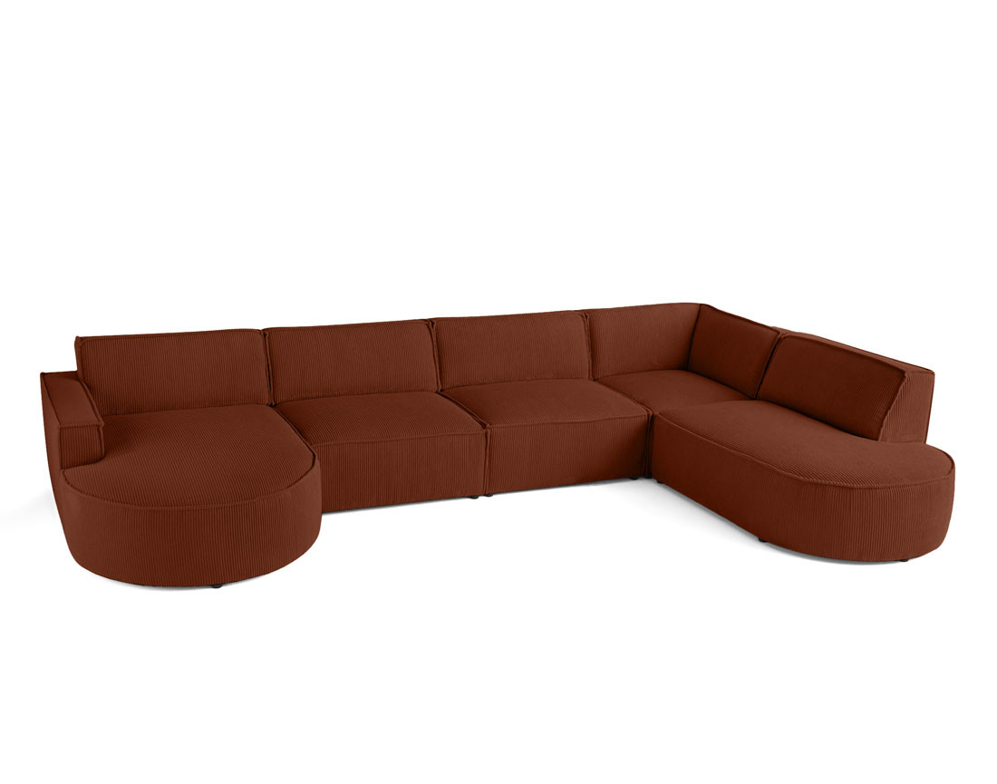 Canapé panoramique d'angle droit 7 places en velours côtelé Spiaggia